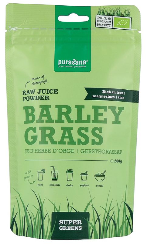 Foto van Purasana barley grass gerstegrassap poeder