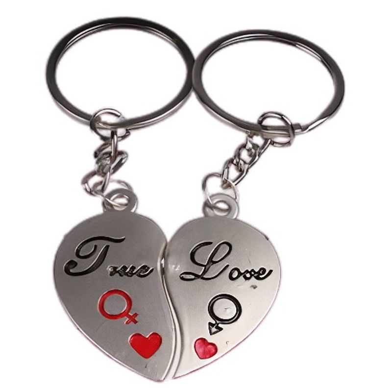 Foto van Lg-imports sleutelhanger hart true love staal zilver 2-delig