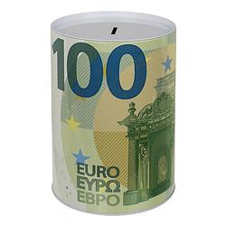 Foto van Spaarpot van 100 euro biljet - metaal - 22 x 15 cm - sparen voor kind/volwassenen - spaarpotten