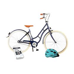 Foto van Volare kinderfiets lifestyle - 51 cm - jeans blauw - 3 versnellingen + fietshelm en accessoires