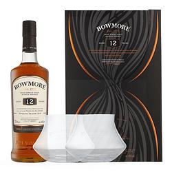 Foto van Bowmore 12 years + 2 glazen 0.7 liter whisky