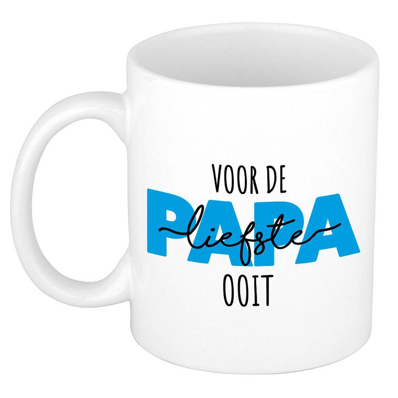 Foto van Voor de liefste papa ooit mok / beker wit 300 ml - cadeau mokken - vaderdag - feest mokken