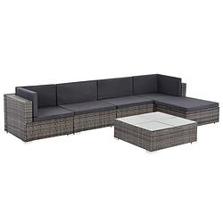 Foto van Vidaxl 6-delige loungeset met kussens poly rattan grijs