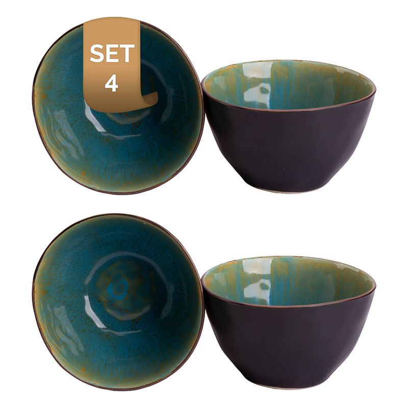 Foto van Palmer schaal lotus 15 cm 1 l turquoise stoneware 4 stuk(s)