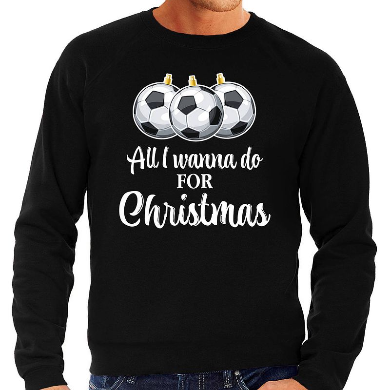 Foto van Foute kersttrui voetbal kerst sweater zwart voor heren l - kerst truien