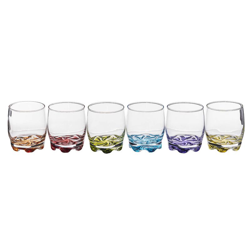 Foto van Set van 6x stuks drinkglazen/waterglazen kleurenmix 310 ml - drinkglazen