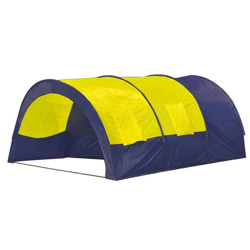 Foto van Polyester kampeertent 6-persoons (blauw/geel)