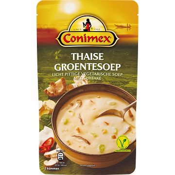 Foto van Conimex thaise groentesoep 570ml aanbieding bij jumbo | 2 stazakken 570 ml