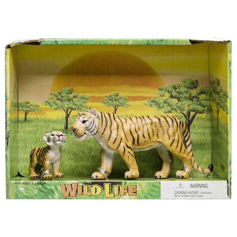 Foto van Plastic safari/wilde dieren tijger met welp - speelfigurenset