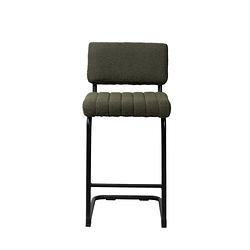 Foto van Giga meubel barstoel bouclé groen - metalen onderstel - stoel harley