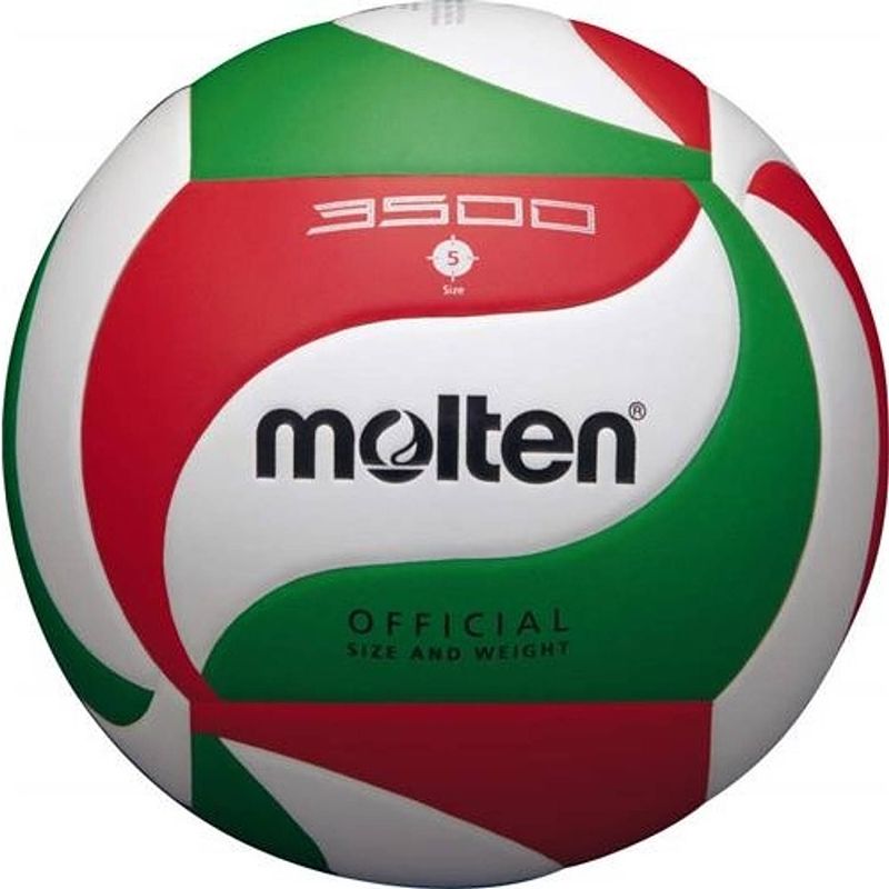 Foto van Molten trainingsvolleybal 3500 rood/groen/wit maat 5