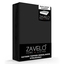 Foto van Zavelo katoen topper hoeslaken strijkvrij zwart-1-persoons (90x200 cm)