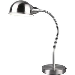 Foto van Led bureaulamp - tafelverlichting - trion pirle - e27 fitting - rond - mat nikkel - aluminium