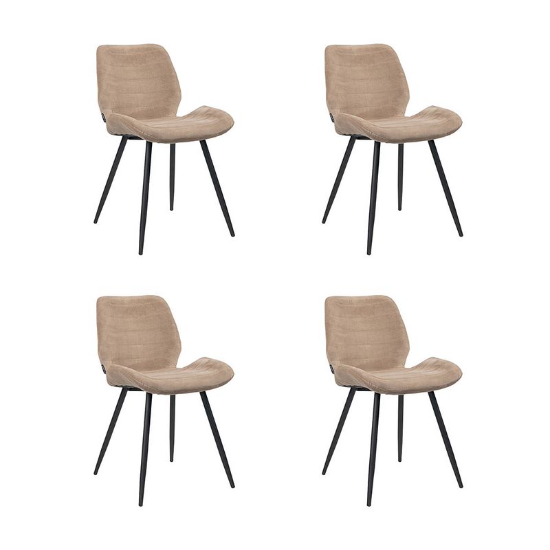 Foto van Bronx71 velvet eetkamerstoel toby taupe - eetkamerstoelen set van 4.