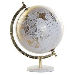 Foto van Decoratie wereldbol/globe goud op marmeren voet 22 x 30 cm - wereldbollen