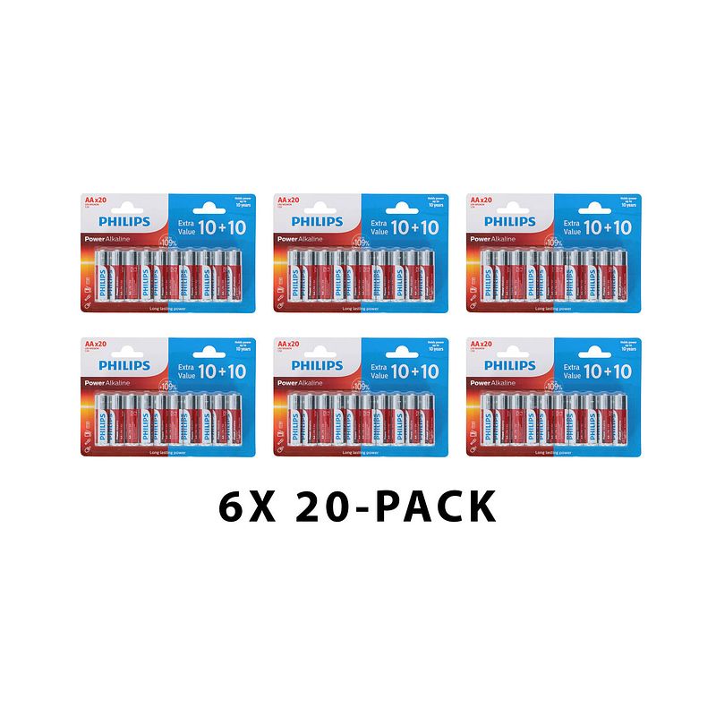 Foto van Power alkaline batterijen - lr6 - aa formaat - 1.5v - voordeelverpakking 120 stuks