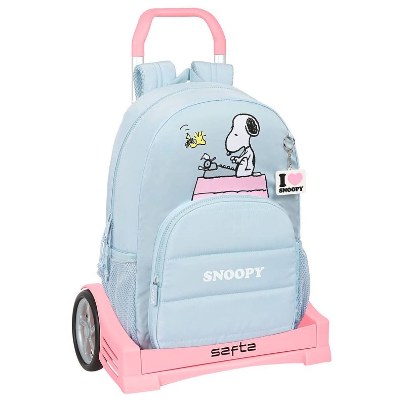 Foto van Schoolrugzak met wielen snoopy imagine blauw 14 l