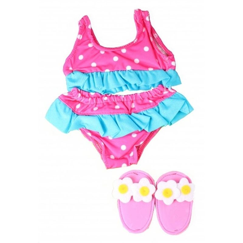 Foto van Heless poppenbikini roze/blauw voor pop van 28-35 cm