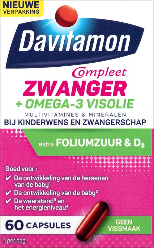 Foto van Davitamon compleet mama plus omega3 visolie capsules, 60 stuks bij jumbo