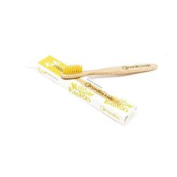 Foto van Nordics tandenborstel junior 17 cm bamboe/nylon bruin/geel