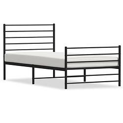 Foto van The living store bedframe basic - zwart - 196 x 95 x 90 cm - robuuste metalen constructie