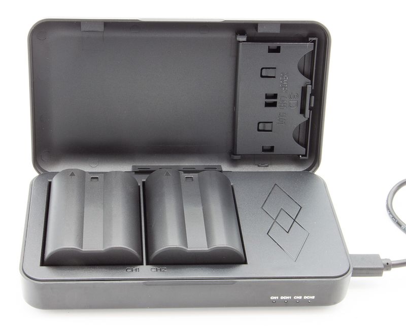 Foto van Chilipower powercase voor nikon en-el15, en-el15b, en-el15c - duo lader, powerbank en bewaarcase in 1