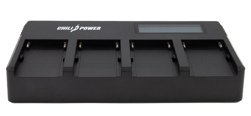 Foto van Chilipower snellader voor 4 sony l-serie accu's (np-f550, np-f570, np-f750, np-f960, np-f970)