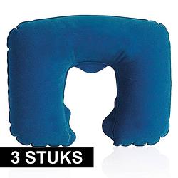 Foto van 3x opblaas nekkussentje donkerblauw - nekkussens