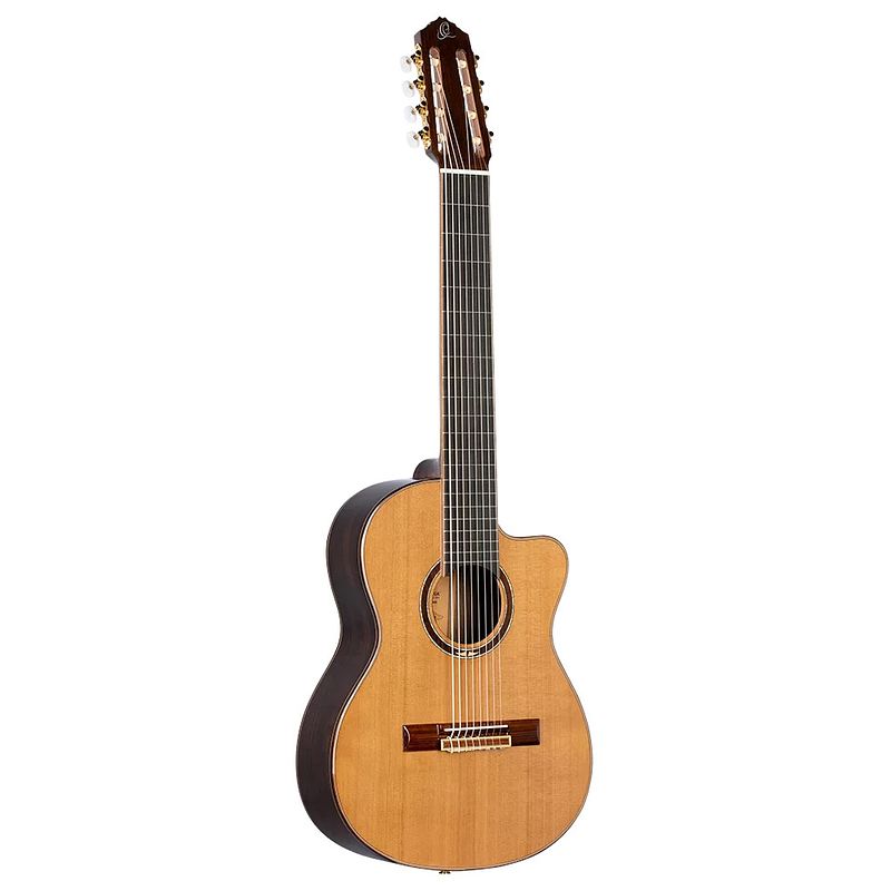 Foto van Ortega rce159-8 performer series natural 8-snarige e/a klassieke gitaar met gigbag