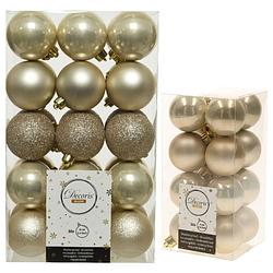 Foto van Kerstversiering kunststof kerstballen parel/champagne 4-6 cm pakket van 46x stuks - kerstbal