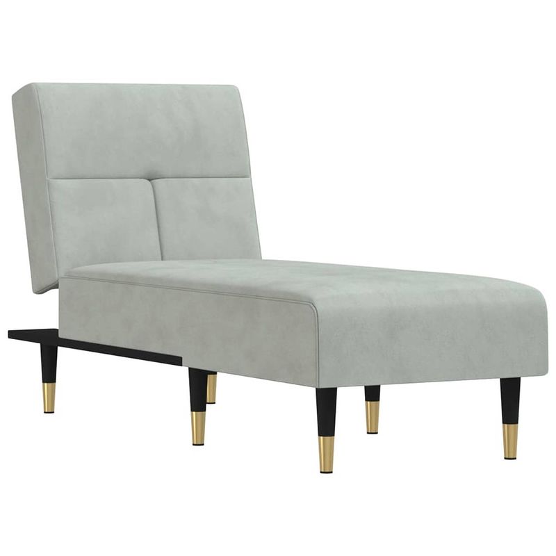 Foto van The living store verstelbare chaise longue - fluweel - lichtgrijs - 55x140x70cm - multifunctioneel