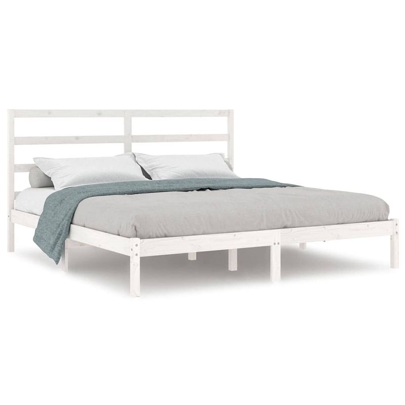 Foto van The living store bedframe - massief grenenhout - 205.5 x 206 x 100 cm - wit