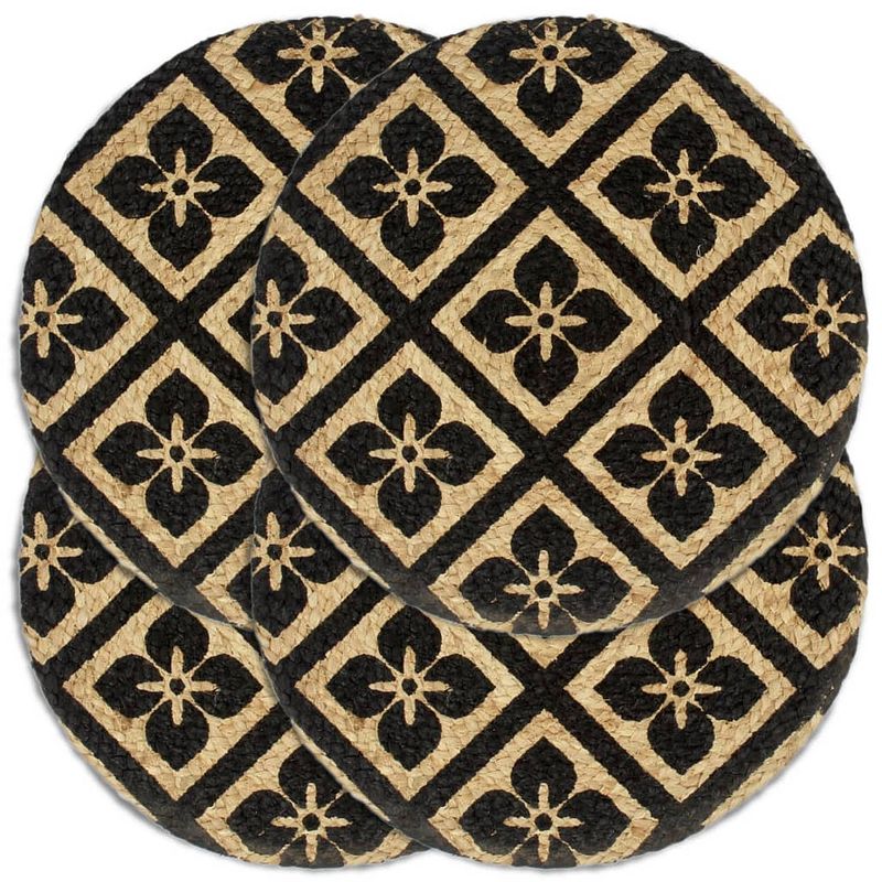 Foto van Vidaxl placemats 4 st rond 38 cm jute zwart