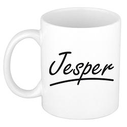 Foto van Naam cadeau mok / beker jesper met sierlijke letters 300 ml - naam mokken