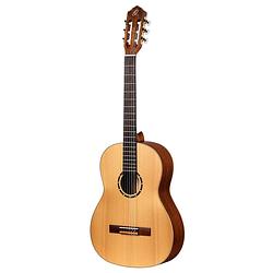 Foto van Ortega r131sn-l family series pro full-size guitar natural linkshandige e/a klassieke gitaar met gigbag