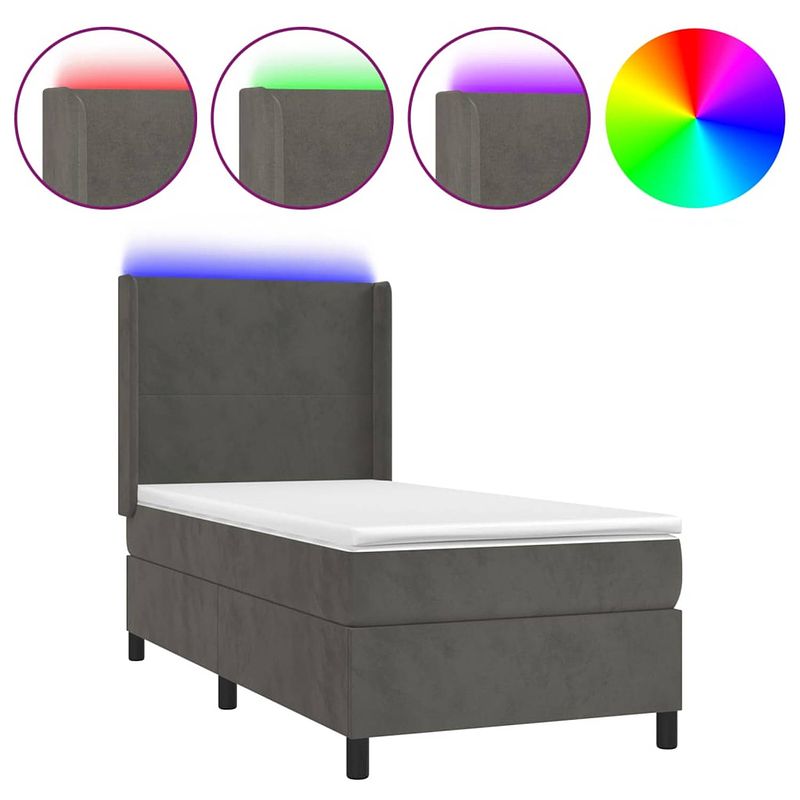 Foto van The living store boxspring - luxe fluwelen bed met verstelbaar hoofdbord - led-verlichting - pocketvering matras en