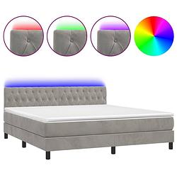 Foto van The living store boxspring bed - lichtgrijs fluweel - 180x200x78/88 cm - verstelbaar hoofdbord - led-verlichting -