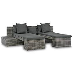 Foto van Vidaxl 4-delige loungeset met kussens poly rattan grijs