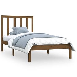 Foto van The living store houten bedframe - bed - 205.5 x 105.5 x 100 cm - honingbruin massief grenenhout