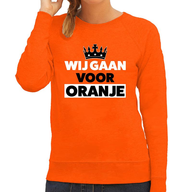 Foto van Wij gaan voor oranje sweater oranje voor dames - koningsdag truien xl - feesttruien