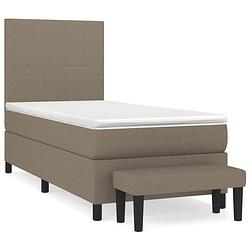 Foto van The living store boxspring bed - comfort - bed - 203 x 83 x 118/128 cm - taupe