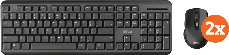 Foto van Trust ody stille toetsenbord en muis set qwerty 2-pack