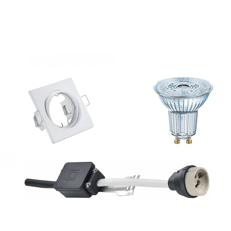 Foto van Led spot set - osram parathom par16 940 36d - gu10 fitting - dimbaar - inbouw vierkant - mat wit - 5.5w - natuurlijk wit