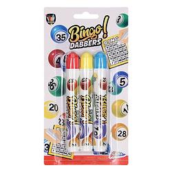 Foto van 3x bingo stiften/markers blauw/geel/rood - actiespellen