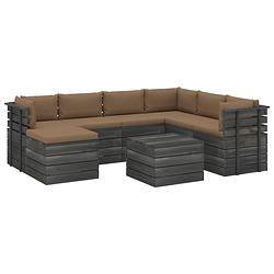 Foto van Vidaxl 8-delige loungeset pallet met kussens massief grenenhout