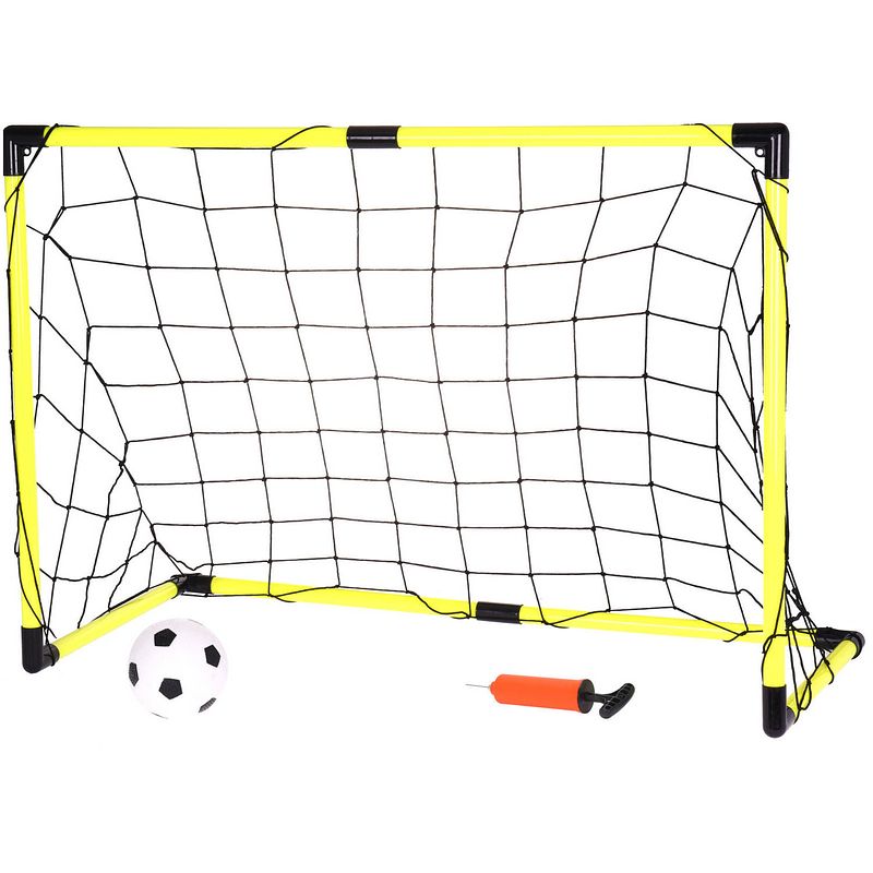 Foto van Voetbalgoal/voetbaldoel met bal en pomp 45 x 30 cm - voetbaldoel