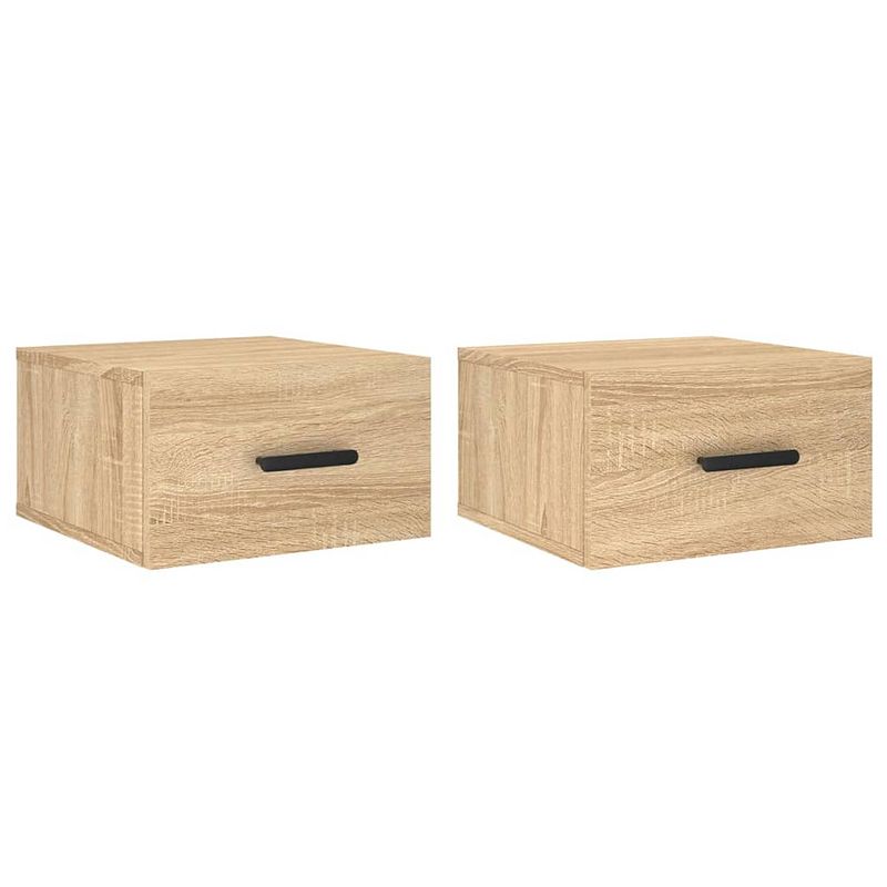 Foto van The living store nachtkastjes 2 st wandgemonteerd 35x35x20 cm sonoma eikenkleur - kast