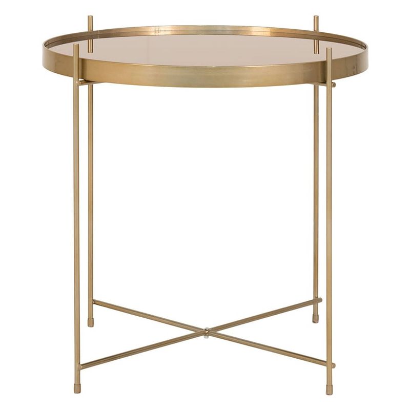 Foto van House nordic venezia salontafel in messingkleurig staal met glas ø48xh48cm