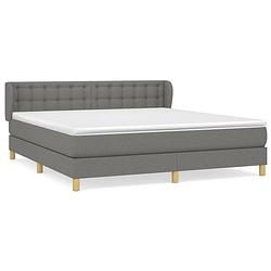 Foto van The living store boxspringbed - donkergrijs - 160 x 200 x 78/88 cm - met verstelbaar hoofdbord - pocketvering matras -