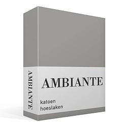 Foto van Ambiante cotton uni hoeslaken - 100% katoen - lits-jumeaux (200x210/220 cm) - grey